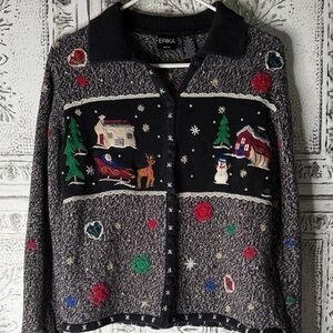 Vtg Christmas Cardigan
